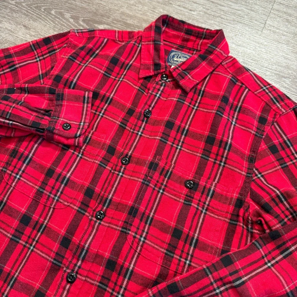 J Crew Flannel Shirt Mens‎ XS Red Black Plaid Cotton Button Down Workwear Casual